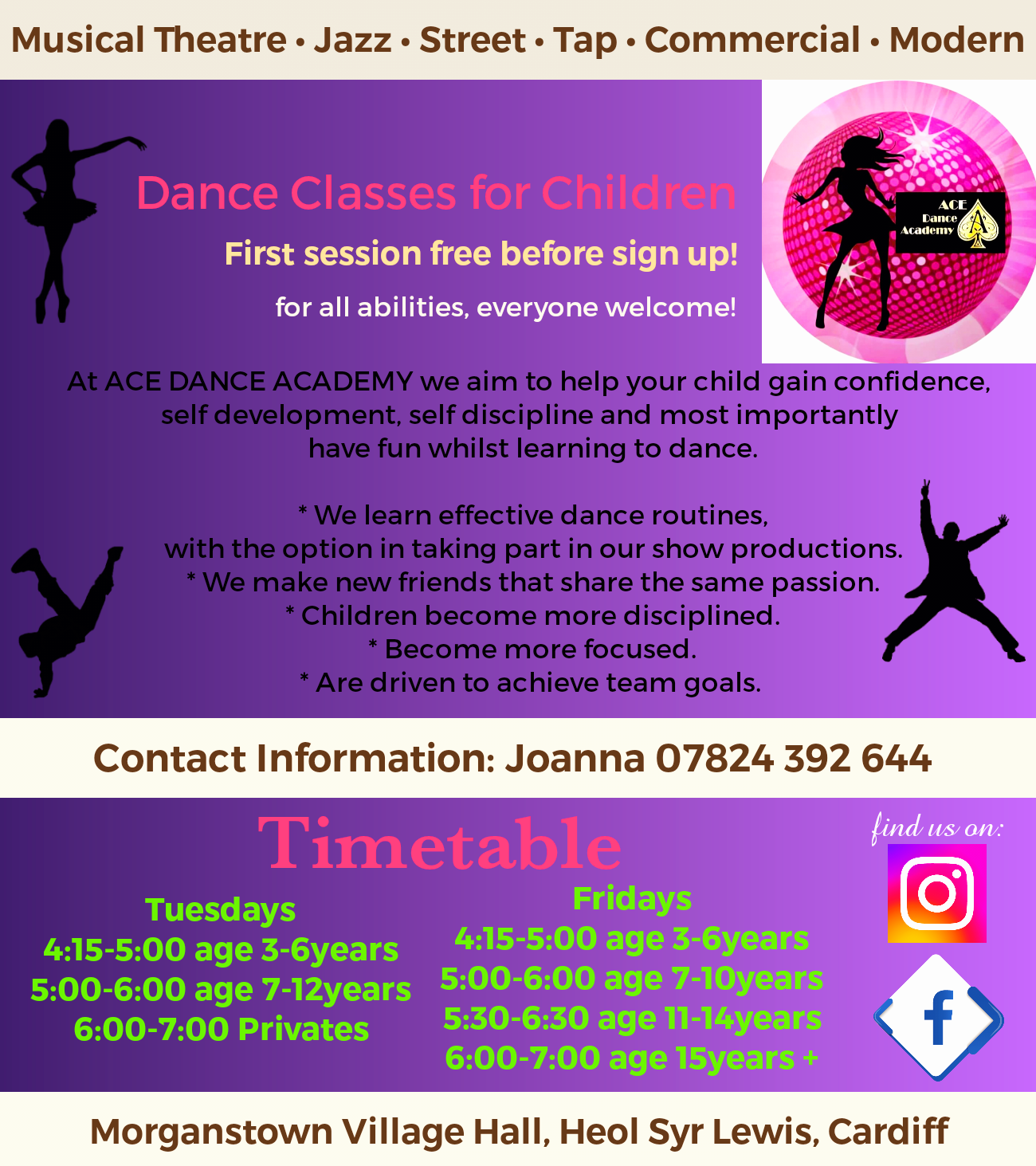 Our schedule ace dance academy powered by classforkids